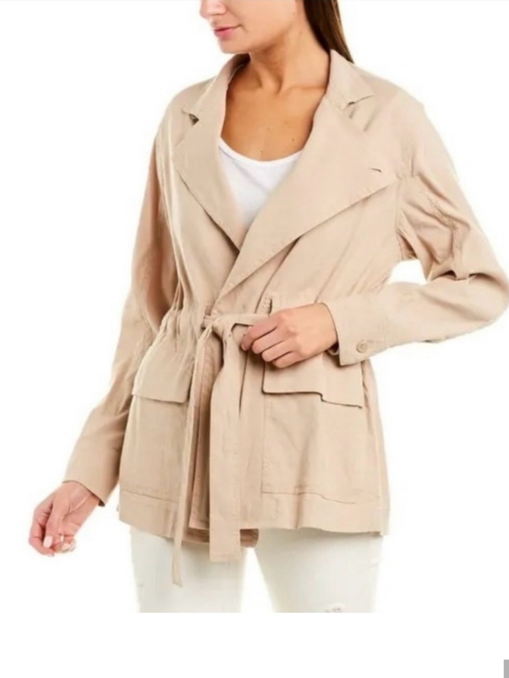 Vince Beige Tie-Waist Trench Coat